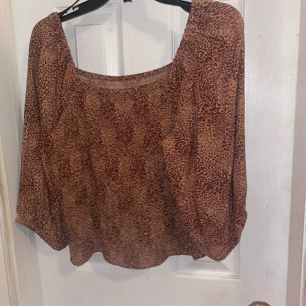 Jessica Simpson Brown Boxy 3/4 Sleeve Blouse